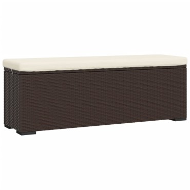 vidaXL Σκαμπό με Μαξιλάρι Καφέ 110x30x40cm από Συνθετικό Ρατάν