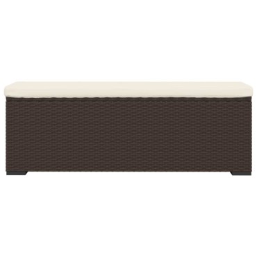 vidaXL Σκαμπό με Μαξιλάρι Καφέ 110x30x40cm από Συνθετικό Ρατάν