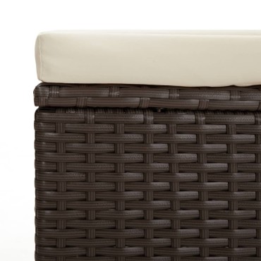 vidaXL Σκαμπό με Μαξιλάρι Καφέ 110x30x40cm από Συνθετικό Ρατάν