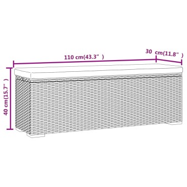 vidaXL Σκαμπό με Μαξιλάρι Καφέ 110x30x40cm από Συνθετικό Ρατάν