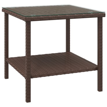 vidaXL Βοηθητικό Τραπεζάκι Καφέ 45x45x45cm Συνθ. Ρατάν/ Ψημένο Γυαλί 1 τεμ.
