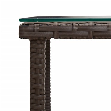 vidaXL Βοηθητικό Τραπεζάκι Καφέ 45x45x45cm Συνθ. Ρατάν/ Ψημένο Γυαλί 1 τεμ.