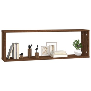 vidaXL Ραφιέρες Τοίχου Κύβος 4 τεμ. Καφέ Δρυς 80x15x26,5cm Επεξ. Ξύλο