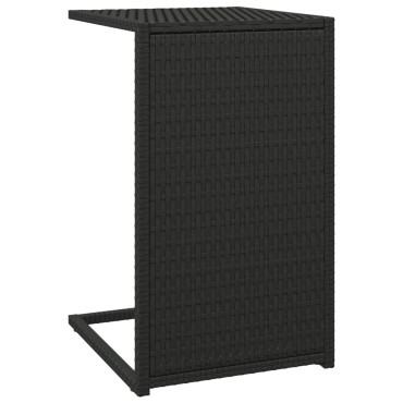 vidaXL Τραπέζι Πτυσσόμενο Γ Μαύρο 40x35x60cm από Συνθετικό Ρατάν 1 τεμ.