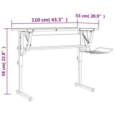 vidaXL Γραφείο Χειροτ. Λευκό/Γκρι 110x53x(58-87)cm Επ. Ξύλο&Ατσάλι 1 τεμ.