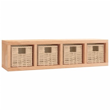 vidaXL Ράφι Τοίχου με Καλάθια 62x18x16cm από Μασίφ Ξύλο Καρυδιάς 1 τεμ.