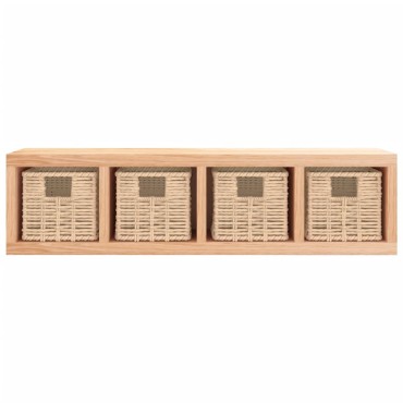 vidaXL Ράφι Τοίχου με Καλάθια 62x18x16cm από Μασίφ Ξύλο Καρυδιάς 1 τεμ.