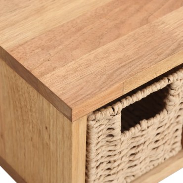 vidaXL Ράφι Τοίχου με Καλάθια 62x18x16cm από Μασίφ Ξύλο Καρυδιάς 1 τεμ.