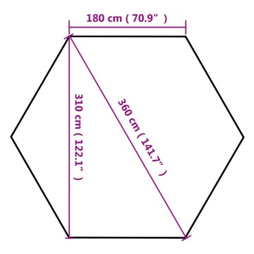 vidaXL Εξαγων. Τέντα με Πλαϊνά Τοιχώματα 3,6x3,1 μ. Γκρι/Μπεζ 220γρ/μ²