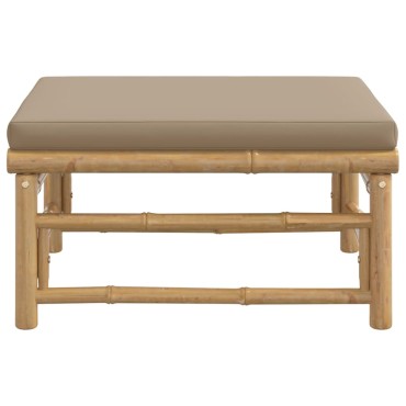 vidaXL Υποπόδιο Κήπου από Μπαμπού με Taupe Μαξιλάρι 55x65cm 1 τεμ. Γωνιακός