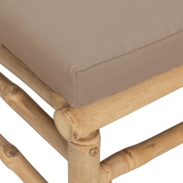 vidaXL Υποπόδιο Κήπου από Μπαμπού με Taupe Μαξιλάρι 55x65cm 1 τεμ. Γωνιακός