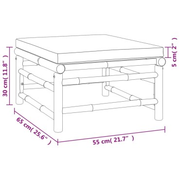 vidaXL Υποπόδιο Κήπου από Μπαμπού με Taupe Μαξιλάρι 55x65cm 1 τεμ. Γωνιακός