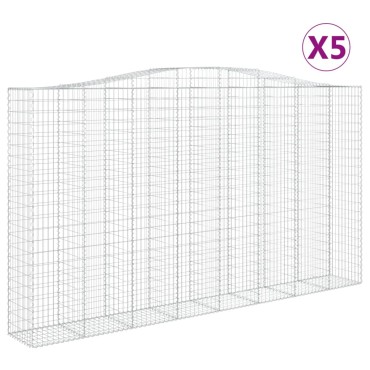 vidaXL Συρματοκιβώτια Τοξωτά 5 τεμ. 400x50x220/240 εκ. Γαλβαν. Ατσάλι