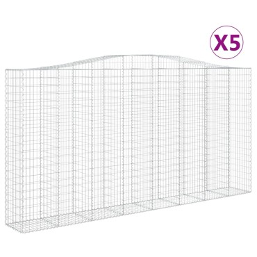 vidaXL Συρματοκιβώτια Τοξωτά 5 τεμ. 400x50x200/220 εκ. Γαλβαν. Ατσάλι