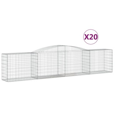 vidaXL Συρματοκιβώτια Τοξωτά 20 τεμ. 400x50x80/100 εκ. Γαλβαν. Ατσάλι