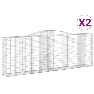 vidaXL Συρματοκιβώτια Τοξωτά 2 τεμ. 400x50x140/160 εκ. Γαλβαν. Ατσάλι