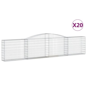 vidaXL Συρματοκιβώτια Τοξωτά 20 τεμ. 400x30x80/100 εκ. Γαλβαν. Ατσάλι