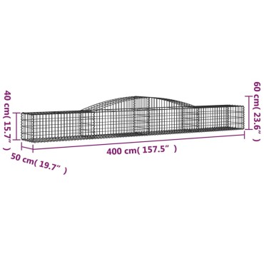 vidaXL Συρματοκιβώτια Τοξωτά 10 τεμ. 400x50x40/60 εκ. Γαλβαν. Ατσάλι