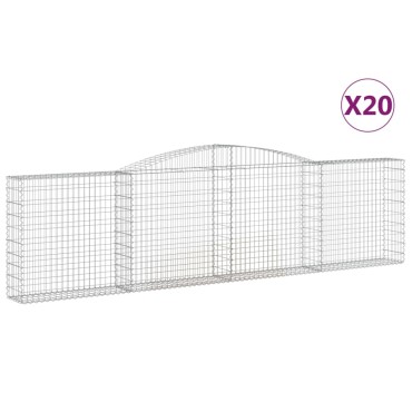 vidaXL Συρματοκιβώτια Τοξωτά 20 τεμ. 400x30x100/120 εκ. Γαλβαν. Ατσάλι