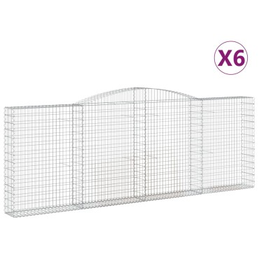 vidaXL Συρματοκιβώτια Τοξωτά 6 τεμ. 400x30x140/160 εκ. Γαλβαν. Ατσάλι