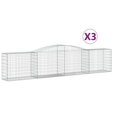 vidaXL Συρματοκιβώτια Τοξωτά 3 τεμ. 400x50x80/100 εκ. Γαλβαν. Ατσάλι