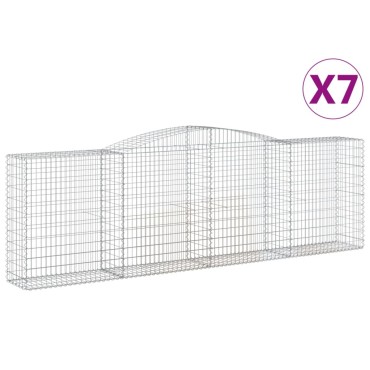 vidaXL Συρματοκιβώτια Τοξωτά 7 τεμ. 400x50x120/140 εκ. Γαλβαν. Ατσάλι