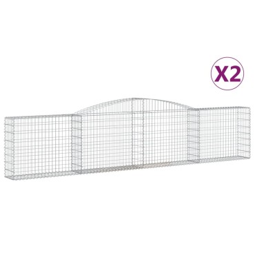 vidaXL Συρματοκιβώτια Τοξωτά 2 τεμ. 400x30x80/100 εκ. Γαλβαν. Ατσάλι
