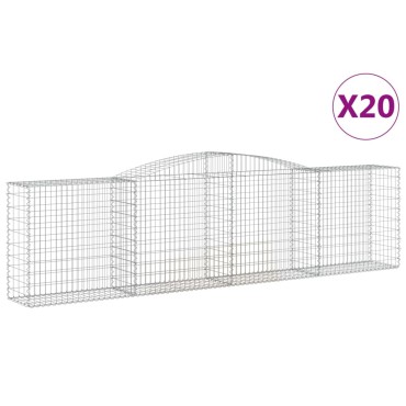vidaXL Συρματοκιβώτια Τοξωτά 20 τεμ. 400x50x100/120 εκ. Γαλβαν. Ατσάλι