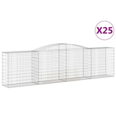 vidaXL Συρματοκιβώτια Τοξωτά 25 τεμ. 400x50x100/120 εκ. Γαλβαν. Ατσάλι