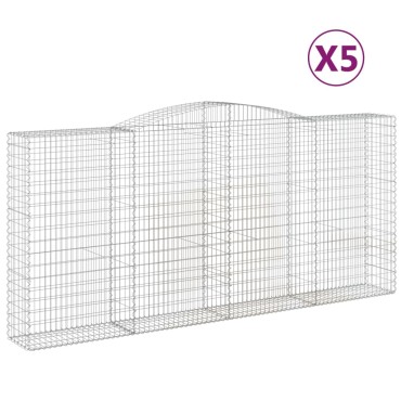vidaXL Συρματοκιβώτια Τοξωτά 5 τεμ. 400x50x180/200 εκ. Γαλβαν. Ατσάλι