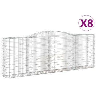 vidaXL Συρματοκιβώτια Τοξωτά 8 τεμ. 400x50x140/160 εκ. Γαλβαν. Ατσάλι
