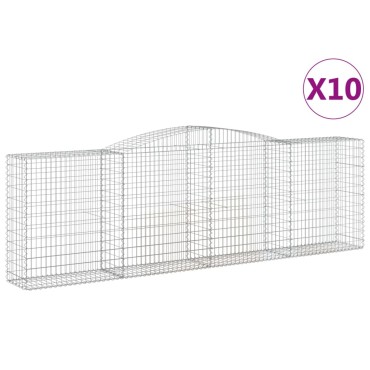 vidaXL Συρματοκιβώτια Τοξωτά 10 τεμ. 400x50x120/140 εκ. Γαλβαν. Ατσάλι