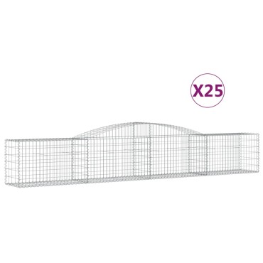 vidaXL Συρματοκιβώτια Τοξωτά 25 τεμ. 400x50x60/80 εκ. Γαλβαν. Ατσάλι