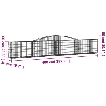 vidaXL Συρματοκιβώτια Τοξωτά 25 τεμ. 400x50x60/80 εκ. Γαλβαν. Ατσάλι