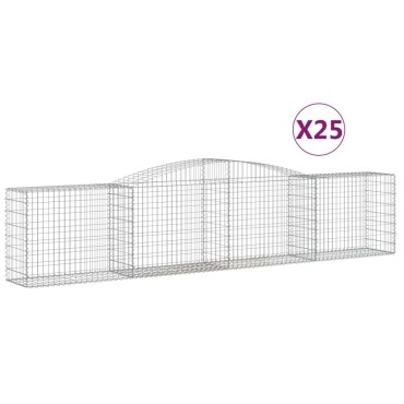 vidaXL Συρματοκιβώτια Τοξωτά 25 τεμ. 400x50x80/100 εκ. Γαλβαν. Ατσάλι