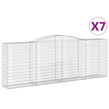 vidaXL Συρματοκιβώτια Τοξωτά 7 τεμ. 400x50x140/160 εκ. Γαλβαν. Ατσάλι