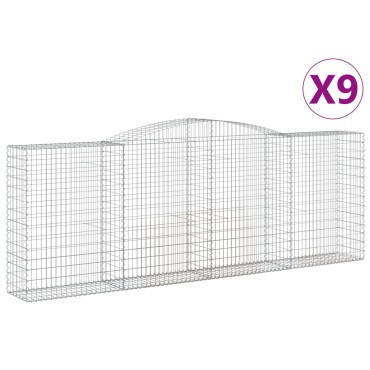 vidaXL Συρματοκιβώτια Τοξωτά 9 τεμ. 400x50x140/160 εκ. Γαλβαν. Ατσάλι