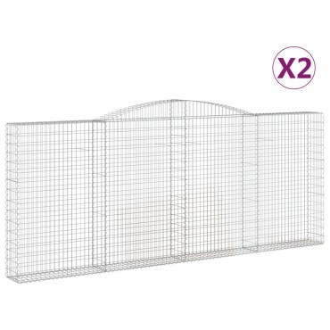 vidaXL Συρματοκιβώτια Τοξωτά 2 τεμ. 400x30x160/180 εκ. Γαλβαν. Ατσάλι