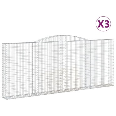 vidaXL Συρματοκιβώτια Τοξωτά 3 τεμ. 400x30x160/180 εκ. Γαλβαν. Ατσάλι