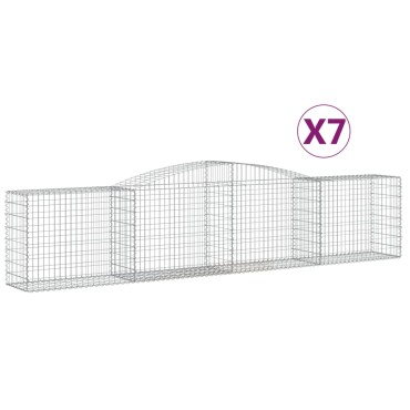 vidaXL Συρματοκιβώτια Τοξωτά 7 τεμ. 400x50x80/100 εκ. Γαλβαν. Ατσάλι