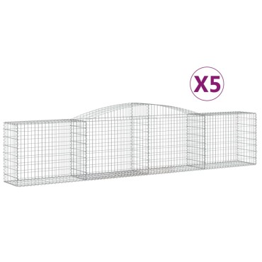 vidaXL Συρματοκιβώτια Τοξωτά 5 τεμ. 400x50x80/100 εκ. Γαλβαν. Ατσάλι