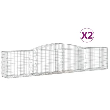 vidaXL Συρματοκιβώτια Τοξωτά 2 τεμ. 400x50x80/100 εκ. Γαλβαν. Ατσάλι