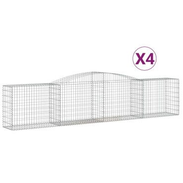 vidaXL Συρματοκιβώτια Τοξωτά 4 τεμ. 400x50x80/100 εκ. Γαλβαν. Ατσάλι