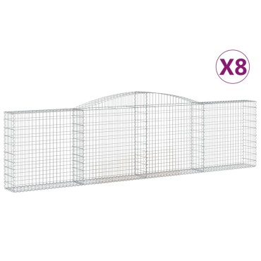 vidaXL Συρματοκιβώτια Τοξωτά 8 τεμ. 400x30x100/120 εκ. Γαλβαν. Ατσάλι