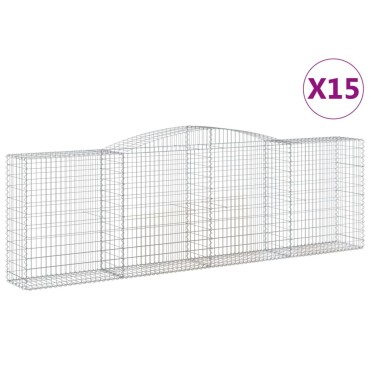 vidaXL Συρματοκιβώτια Τοξωτά 15 τεμ. 400x50x120/140 εκ. Γαλβαν. Ατσάλι