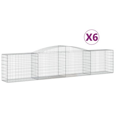 vidaXL Συρματοκιβώτια Τοξωτά 6 τεμ. 400x50x80/100 εκ. Γαλβαν. Ατσάλι