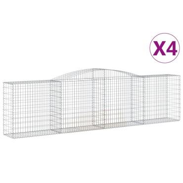 vidaXL Συρματοκιβώτια Τοξωτά 4 τεμ. 400x50x100/120 εκ. Γαλβαν. Ατσάλι