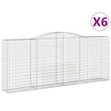 vidaXL Συρματοκιβώτια Τοξωτά 6 τεμ. 400x50x160/180 εκ. Γαλβαν. Ατσάλι