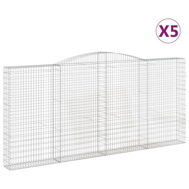 vidaXL Συρματοκιβώτια Τοξωτά 5 τεμ. 400x30x180/200 εκ. Γαλβαν. Ατσάλι