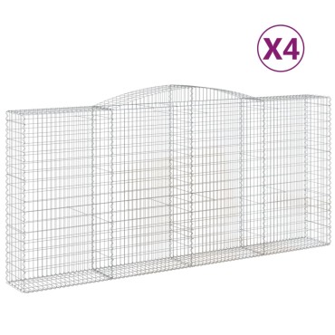 vidaXL Συρματοκιβώτια Τοξωτά 4 τεμ. 400x50x180/200 εκ. Γαλβαν. Ατσάλι